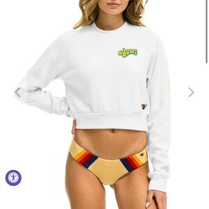 Aviator Nation ASPEN EMBROIDERY CROPPED‎ CREW SWEATSHIRT